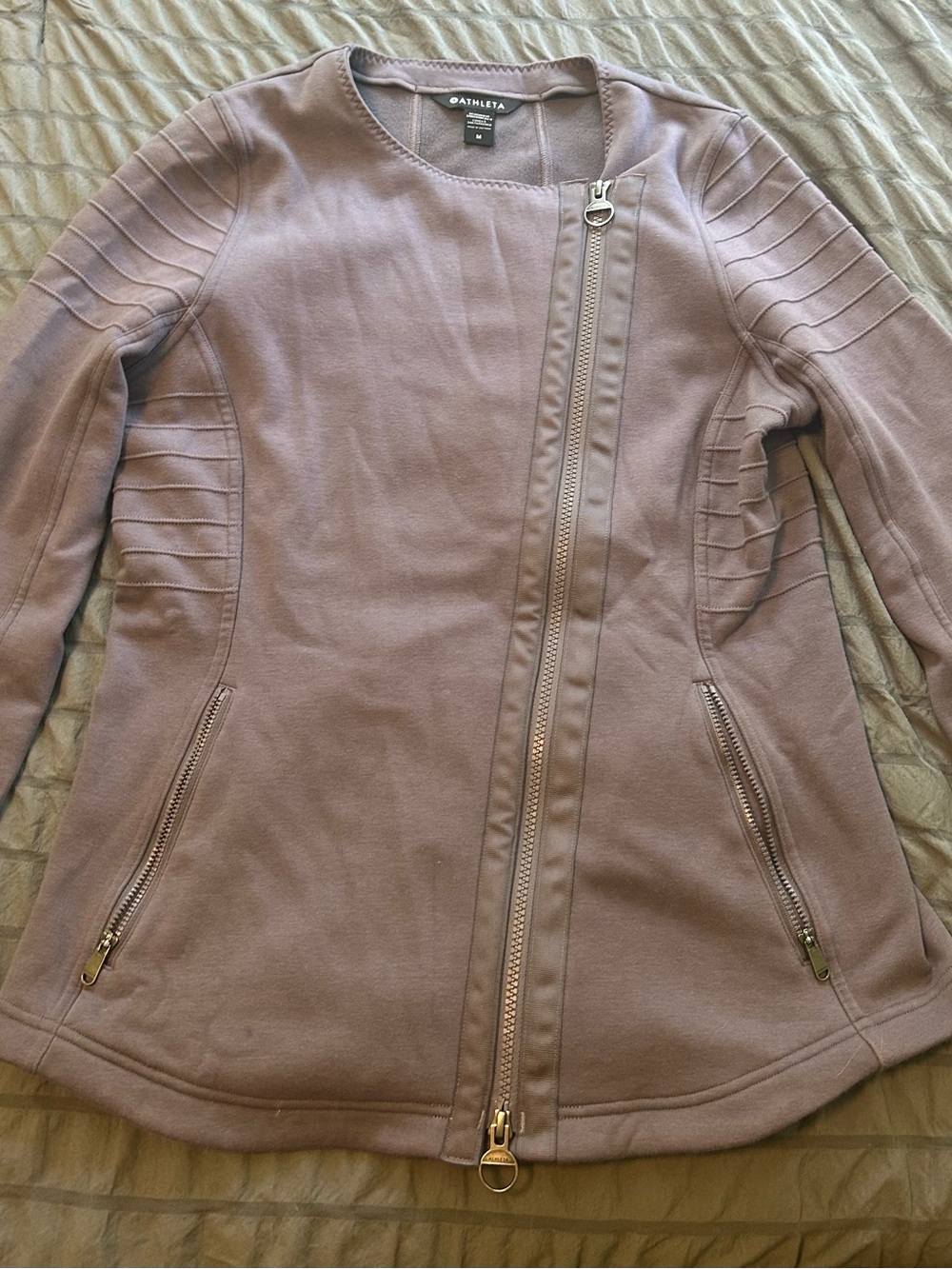 Athleta Purple Moto Jacket Asymmetric Zip